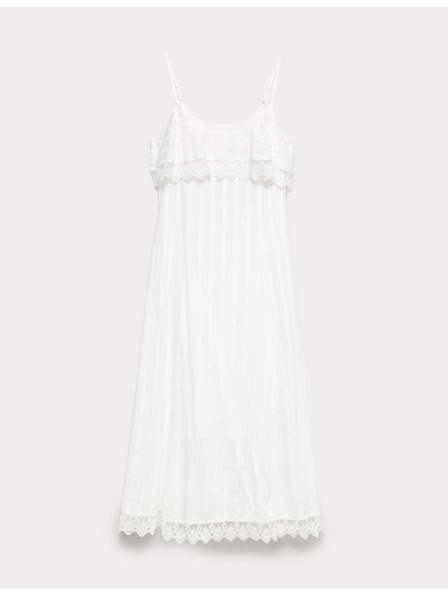 Marks & Spencer Еластична жакардова midi рокля от чист памук Marks & Spencer бяло