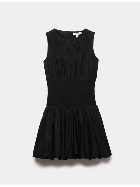 Marks & Spencer Mini рокля с кръгла деколте и набрана деколте от чист памук Marks & Spencer черно