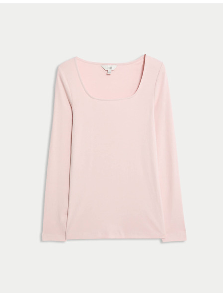 Marks & Spencer Топ от чист памук с квадратно деколте Marks & Spencer розова