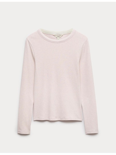 Marks & Spencer Двуслоен топ с висок процент памук Marks & Spencer розов