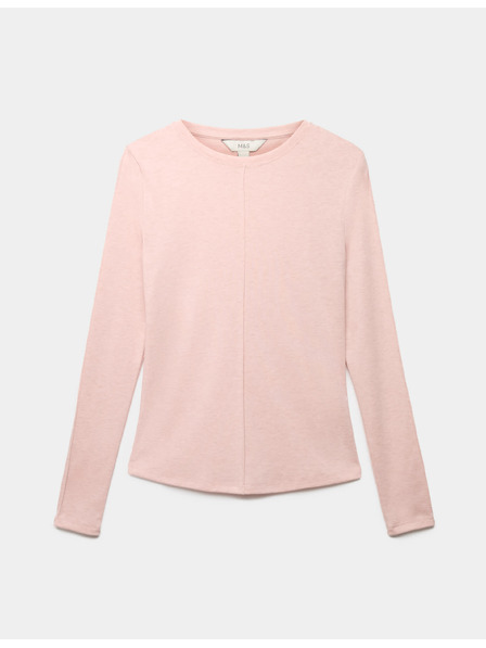 Marks & Spencer Изглажен топ с дълги ръкави, с вълна Marks & Spencer розов