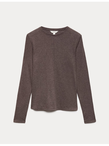 Marks & Spencer Изглажен топ с дълги ръкави, с вълна Marks & Spencer кафяв