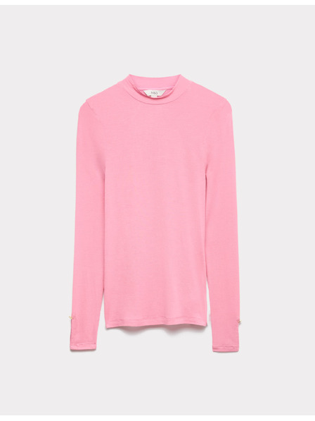 Marks & Spencer Жърси топ Second Skin с поло яка с висок процент модал Marks & Spencer розова