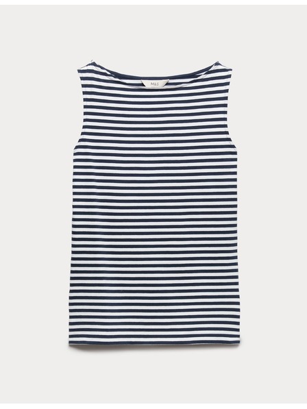 Marks & Spencer Потник тесен силует с лодче деколте с висок процент памук Marks & Spencer бяла