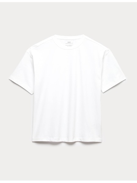 Marks & Spencer Едноцветна тениска от чист памук (2–16 години) Marks & Spencer бяла