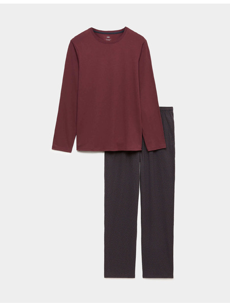 Marks & Spencer Пижамен комплект от 100% памук с геометричен печат Marks & Spencer червен