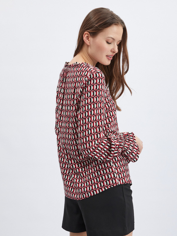 Orsay Бяло-червена дамска блуза с десен ORSAY