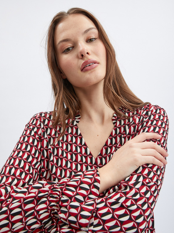 Orsay Бяло-червена дамска блуза с десен ORSAY