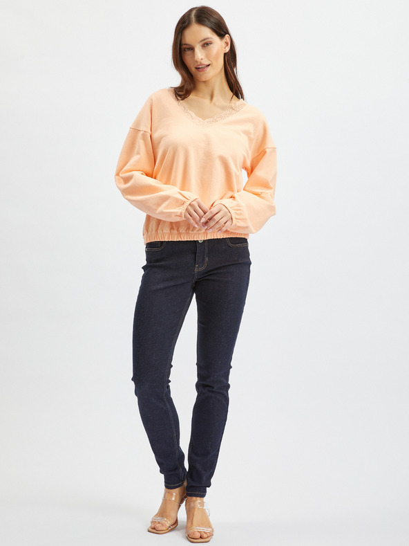 Orsay Дамски суичър в цвят кайсия с дантела ORSAY