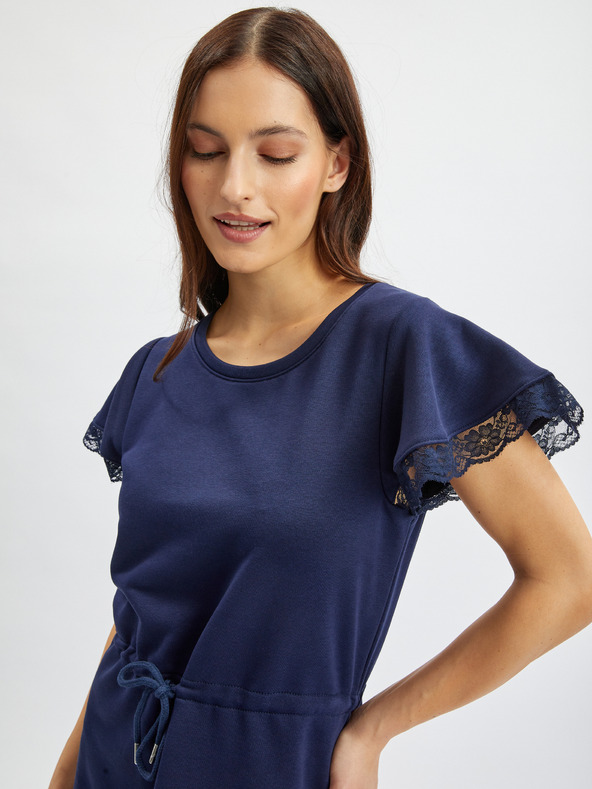 Orsay Тъмносиня дамска суичър рокля с дантела ORSAY