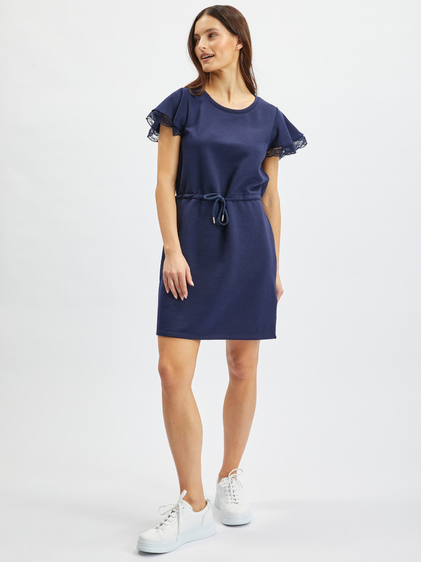 Orsay Тъмносиня дамска суичър рокля с дантела ORSAY