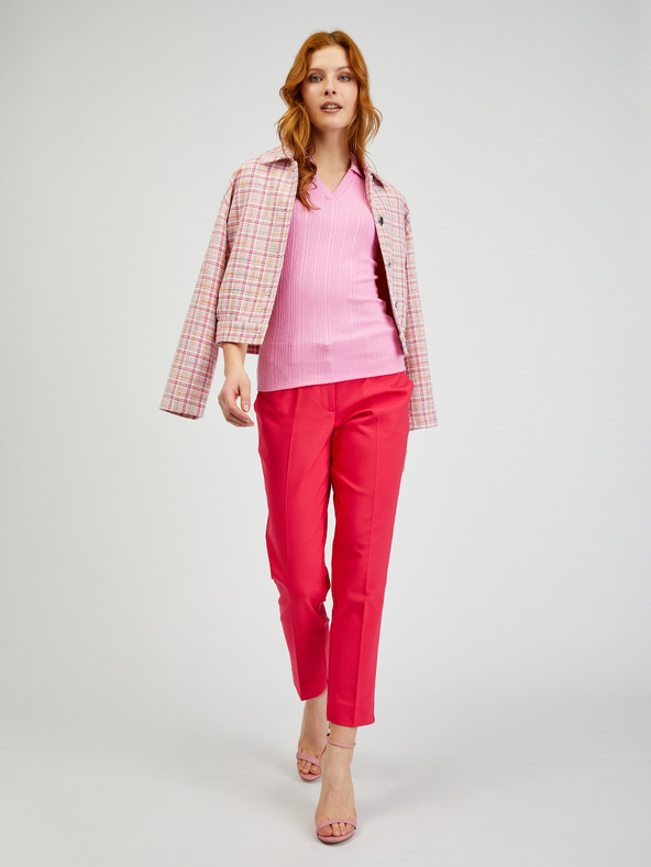 Orsay Розова дамска рипсена поло тениска ORSAY