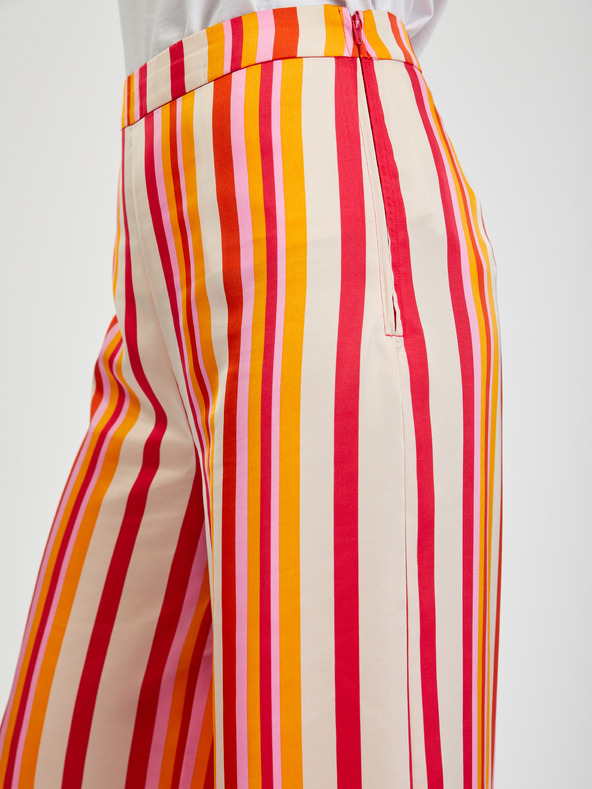 Orsay Червено-жълт дамски широк панталон на райе ORSAY