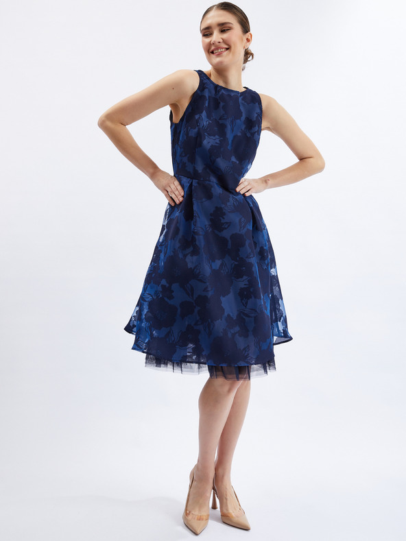 Orsay Тъмносиня дамска рокля с декоративен детайл ORSAY