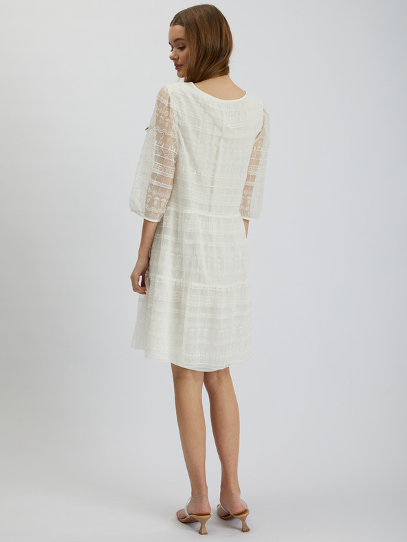 Orsay Бяла дамска дантелена рокля ORSAY