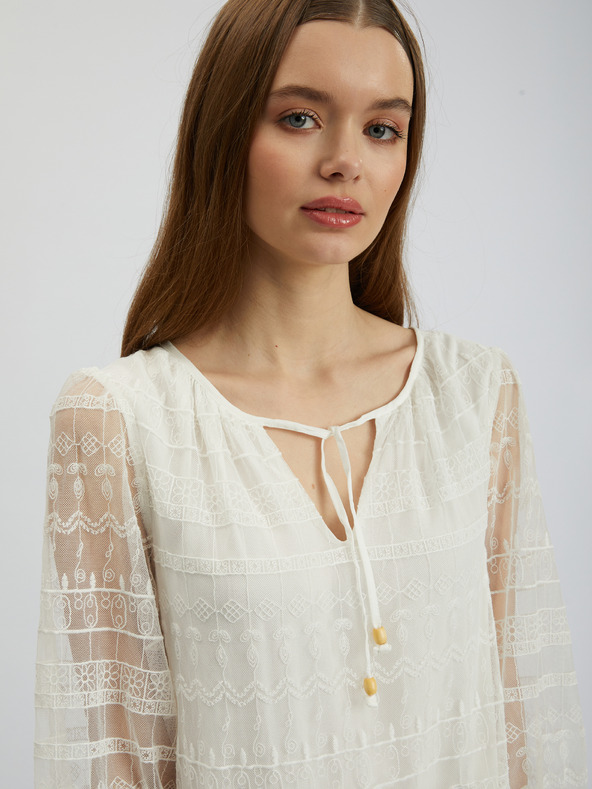 Orsay Бяла дамска дантелена рокля ORSAY