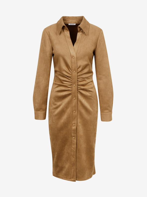 Orsay Кафява дамска рокля по тялото от велур ORSAY