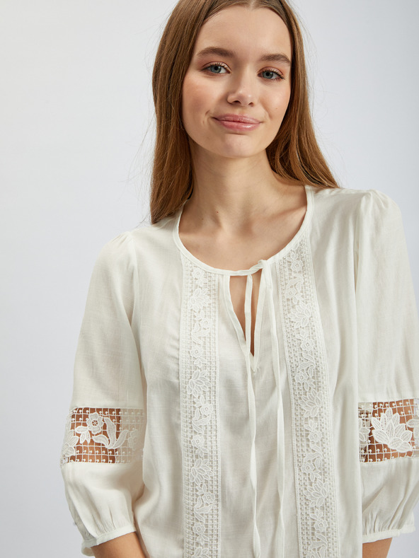 Orsay Бяла дамска блуза с дантела ORSAY