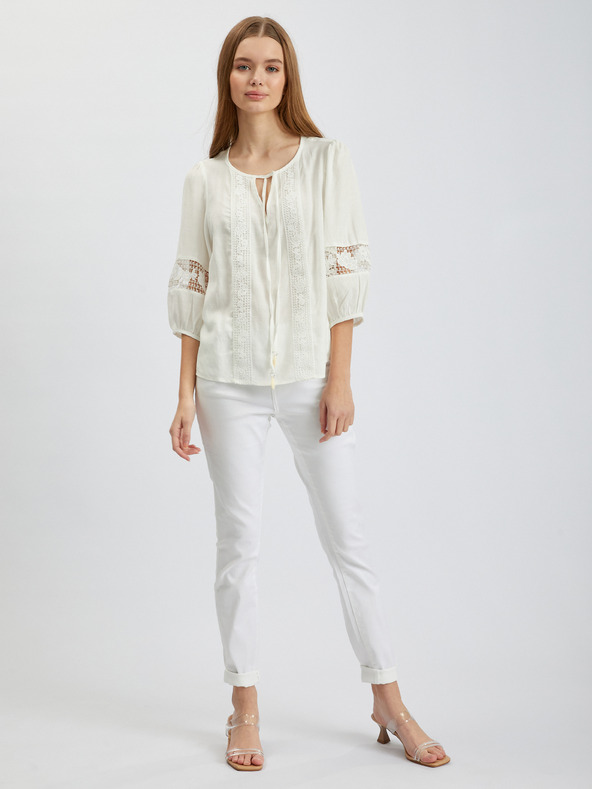 Orsay Бяла дамска блуза с дантела ORSAY