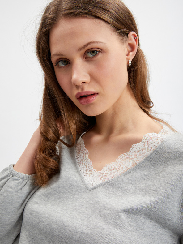 Orsay Светлосив дамски меланжиран суичър ORSAY