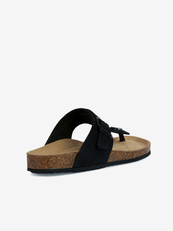 Geox Черни дамски кожени джапанки Geox