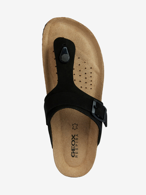 Geox Черни дамски кожени джапанки Geox