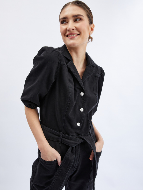 Orsay Черен дамски дънков гащеризон ORSAY