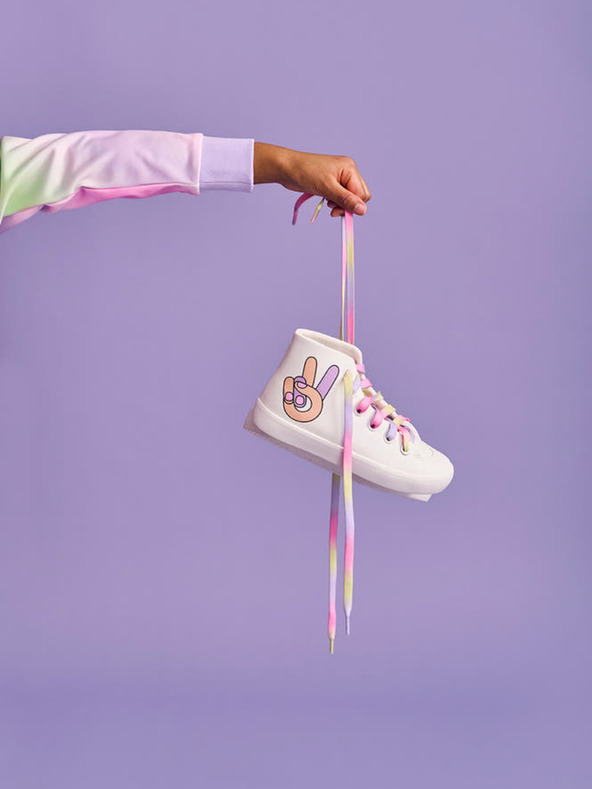 Reima Бели маратонки за момичета с глезена Reima Peace High Top