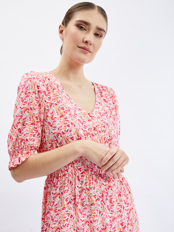 Orsay Оранжево-розова дамска рокля на цветя ORSAY