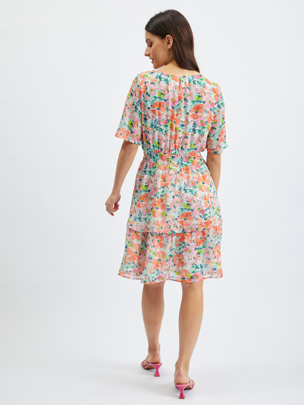 Orsay Червено-кремава дамска рокля на цветя ORSAY