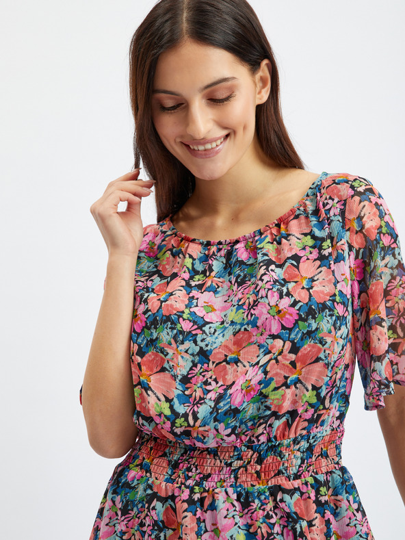 Orsay Червено-черна дамска рокля на цветя ORSAY