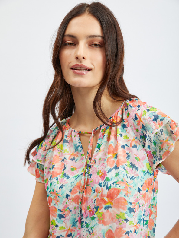 Orsay Розово-кремава дамска блуза на цветя ORSAY