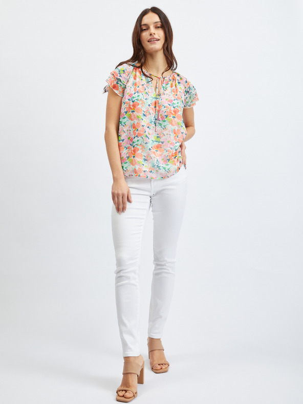 Orsay Розово-кремава дамска блуза на цветя ORSAY