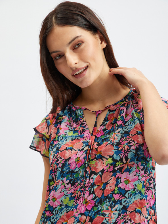 Orsay Червено-черна дамска блуза на цветя ORSAY