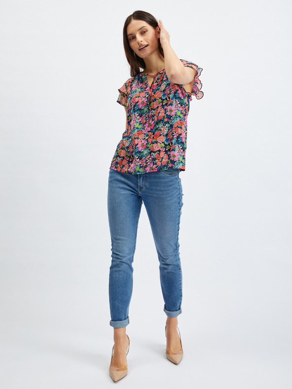 Orsay Червено-черна дамска блуза на цветя ORSAY