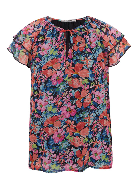 Orsay Червено-черна дамска блуза на цветя ORSAY