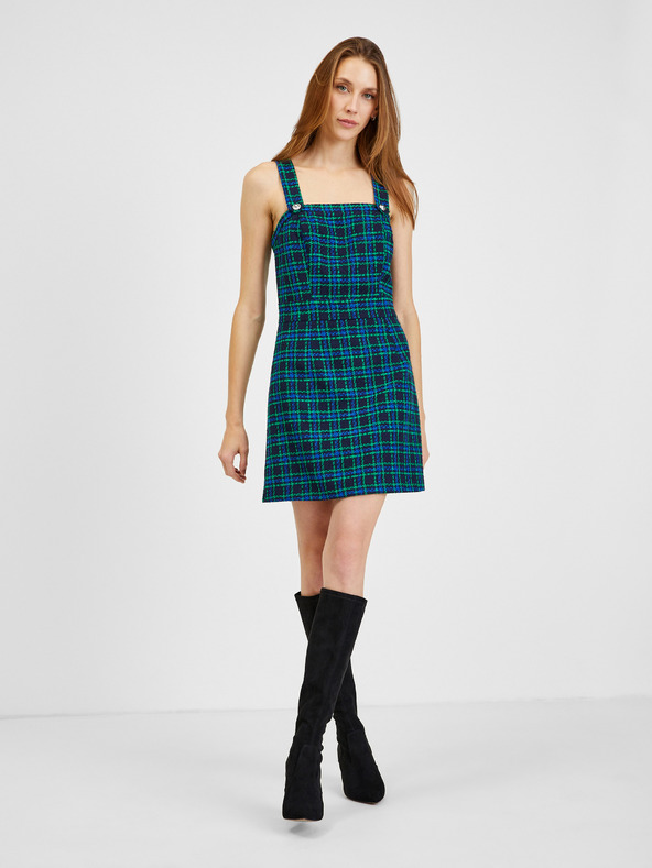 Orsay Тъмносиня дамска рокля на каре ORSAY