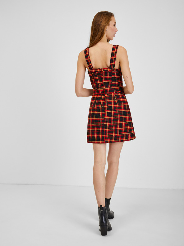 Orsay Червено-черна дамска рокля на каре ORSAY