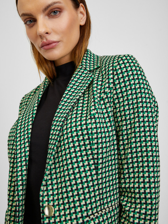 Orsay Бяло-зелено дамско сако на каре ORSAY