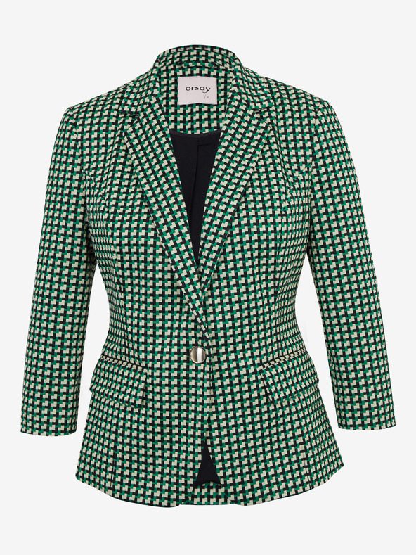 Orsay Бяло-зелено дамско сако на каре ORSAY