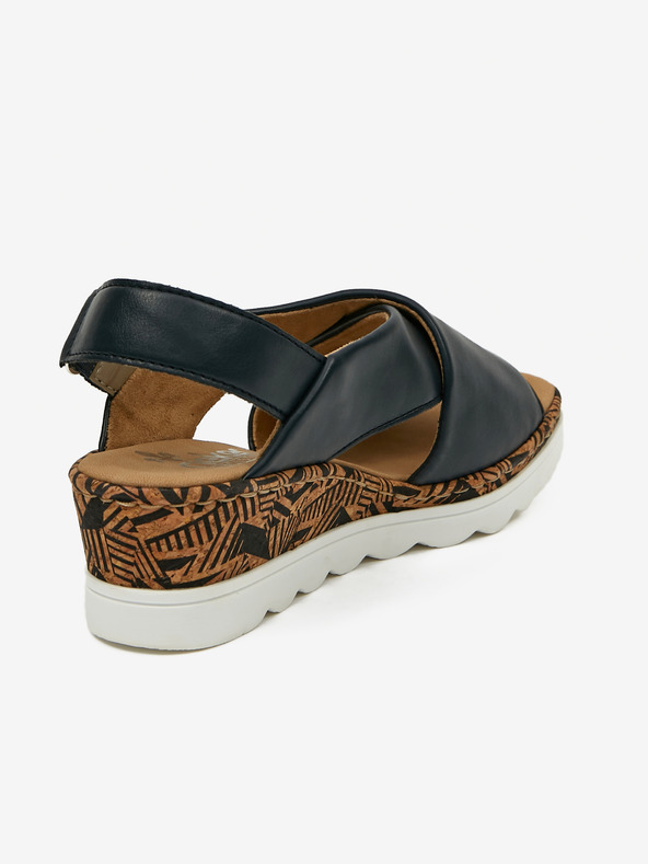 Rieker Тъмно сини дамски сандали с клин Rieker