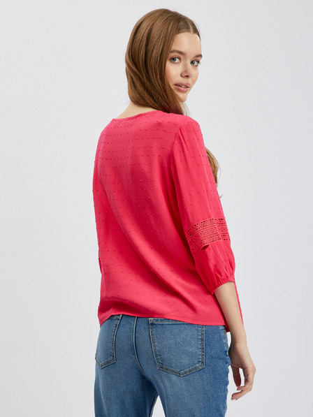 Orsay Тъмнорозова дамска блуза с дантела ORSAY