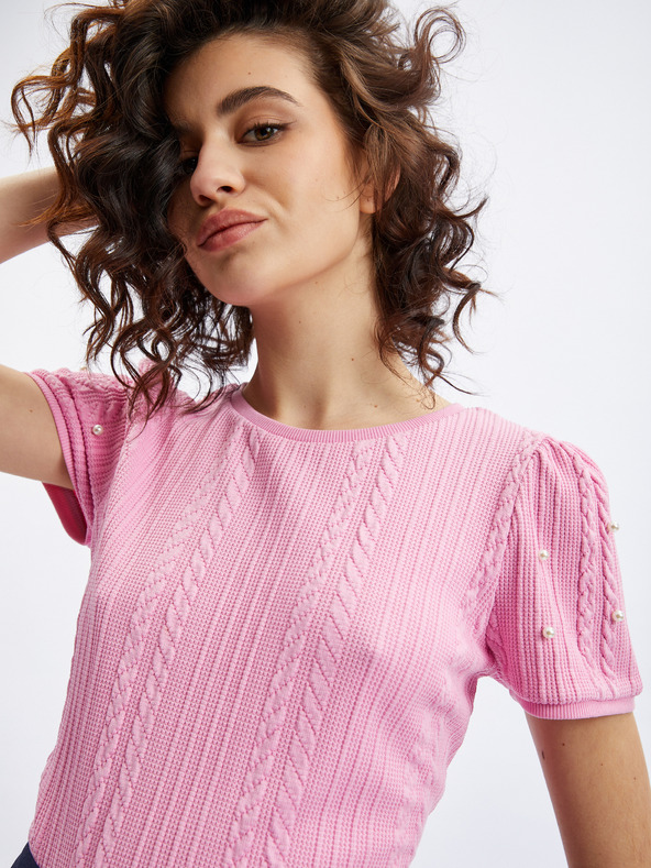 Orsay Розова дамска тениска с декоративни детайли ORSAY