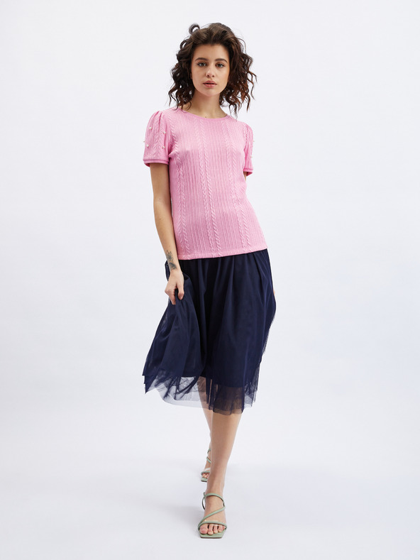 Orsay Розова дамска тениска с декоративни детайли ORSAY