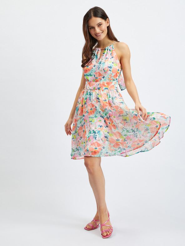 Orsay Червено-кремава дамска рокля на цветя ORSAY