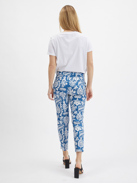 Orsay Бяло-син дамски панталон с десен ORSAY