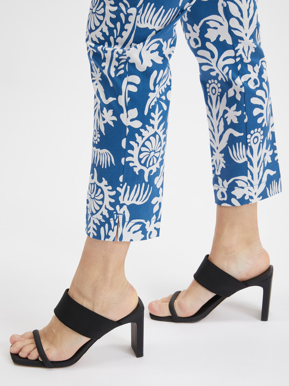 Orsay Бяло-син дамски панталон с десен ORSAY