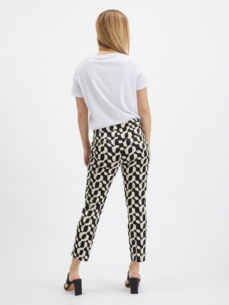 Orsay Кремаво-черен дамски панталон с десен ORSAY