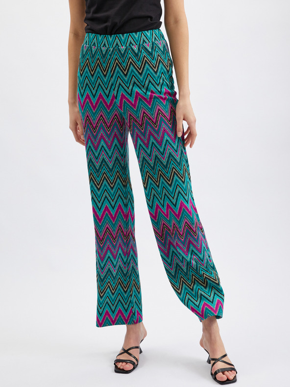 Orsay Розово-зелен дамски панталон с десен ORSAY