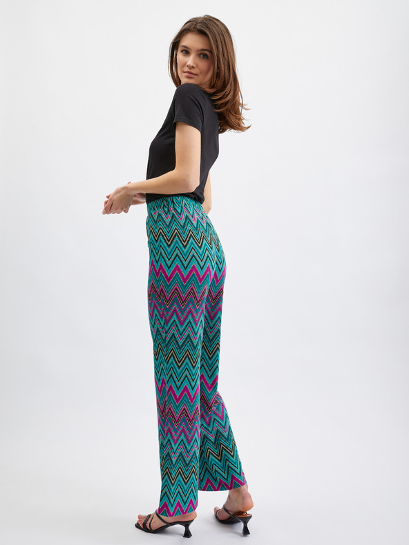 Orsay Розово-зелен дамски панталон с десен ORSAY